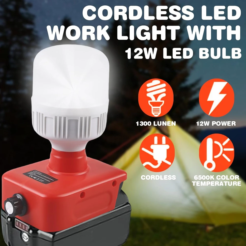 WIYETY akumuliatorinė darbo lempa Einhell 18 V, LED 12 W, 350–1300 lm, ERQD155