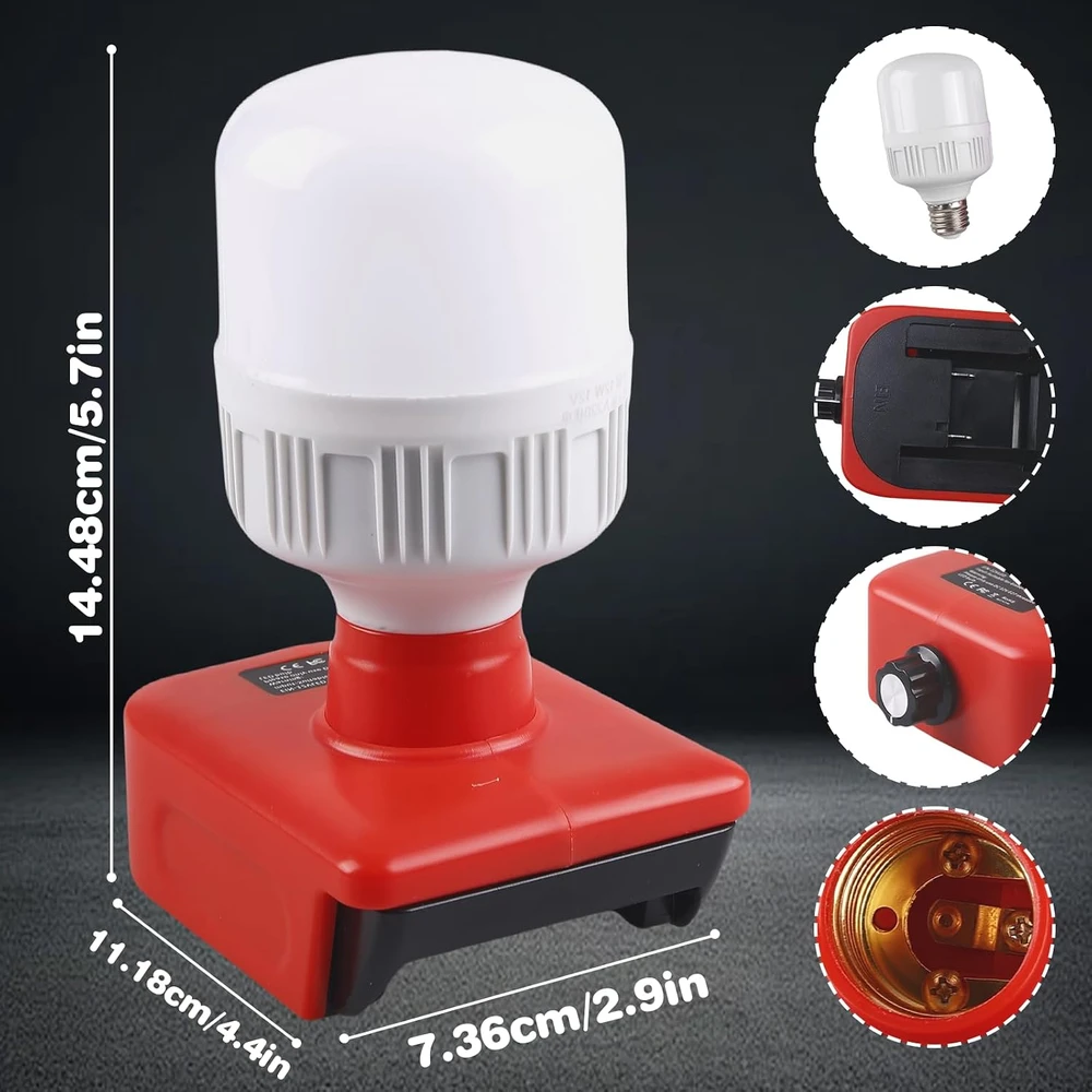 WIYETY akumuliatorinė darbo lempa Einhell 18 V, LED 12 W, 350–1300 lm, ERQD155