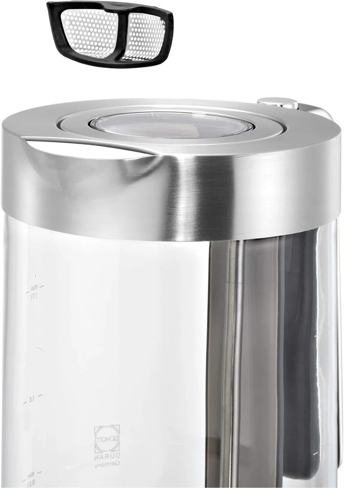 WMF 413150011 LONO Standard virdulys, Glass, Nerūdijantis plienas/Juodas, 3000 W, 360° rotational base, 1.7 L