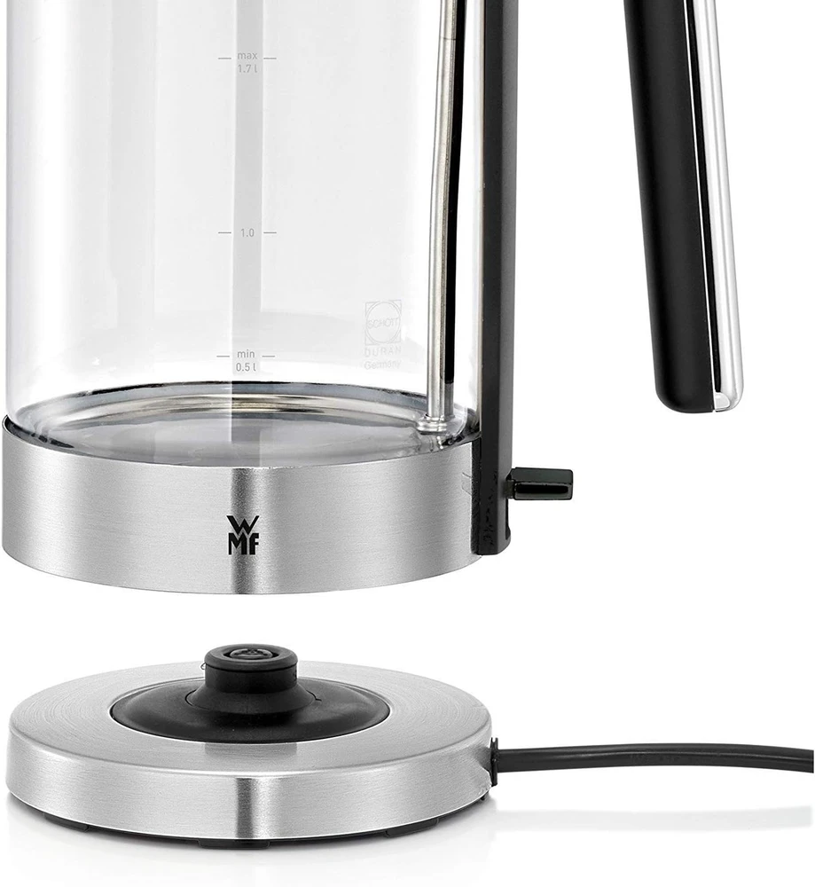 WMF 413150011 LONO Standard virdulys, Glass, Nerūdijantis plienas/Juodas, 3000 W, 360° rotational base, 1.7 L