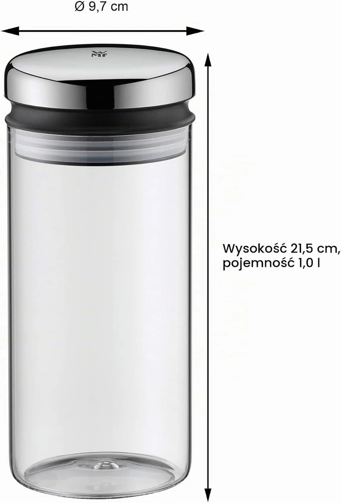 WMF stiklinis maisto laikymo indas su dangteliu 1 l, 21,5 cm, 06616040