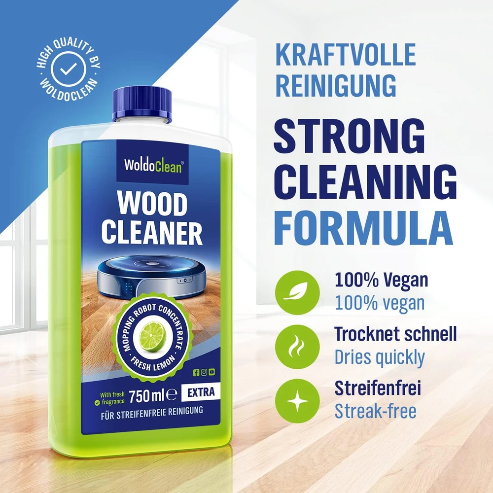 WoldoClean grindų valiklis grindų plovimo robotams, medinėms grindims, 750 ml, 9844