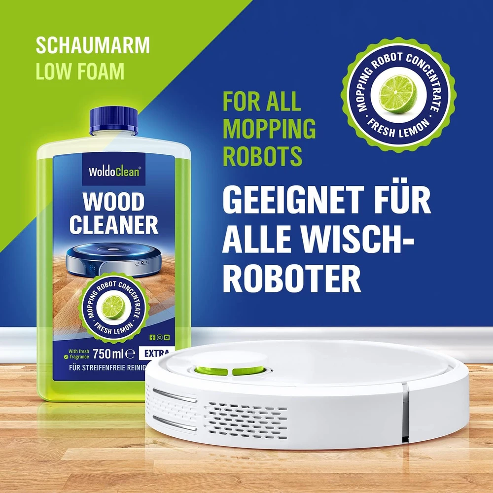 WoldoClean grindų valiklis grindų plovimo robotams, medinėms grindims, 750 ml, 9844