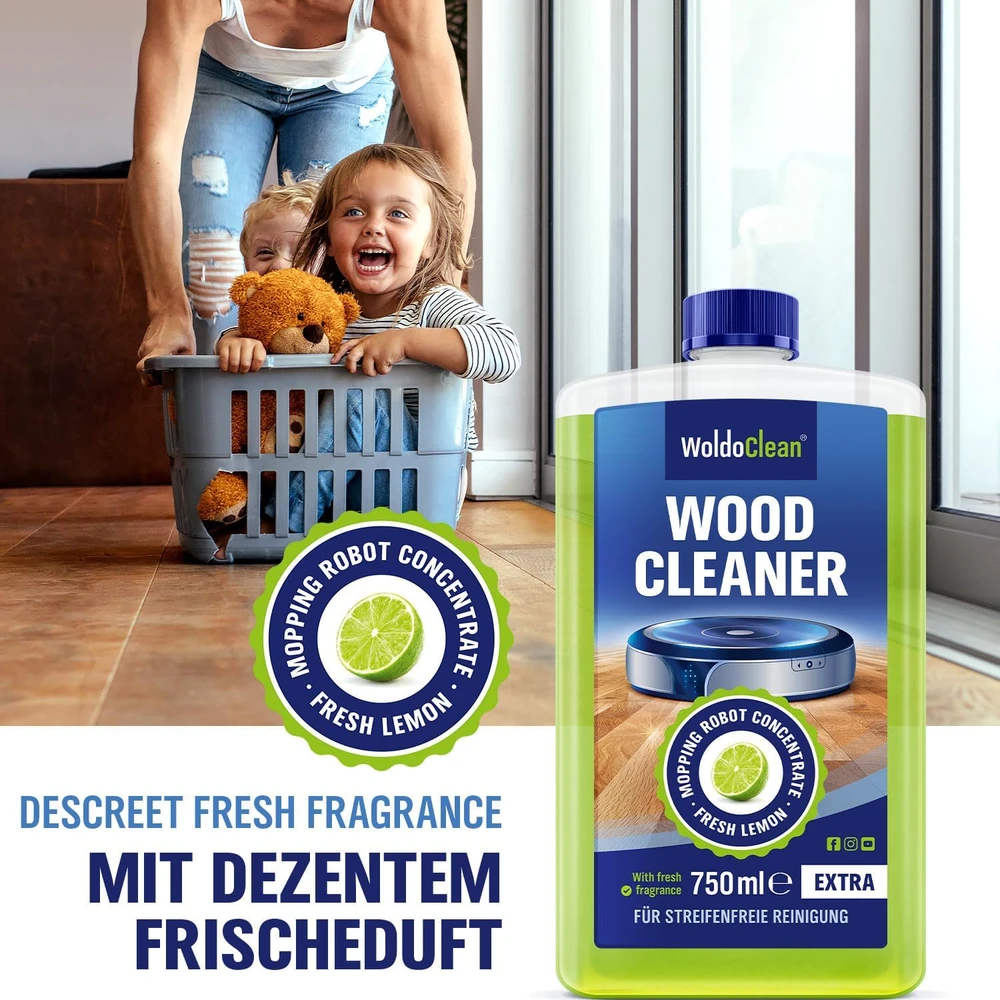 WoldoClean grindų valiklis grindų plovimo robotams, medinėms grindims, 750 ml, 9844