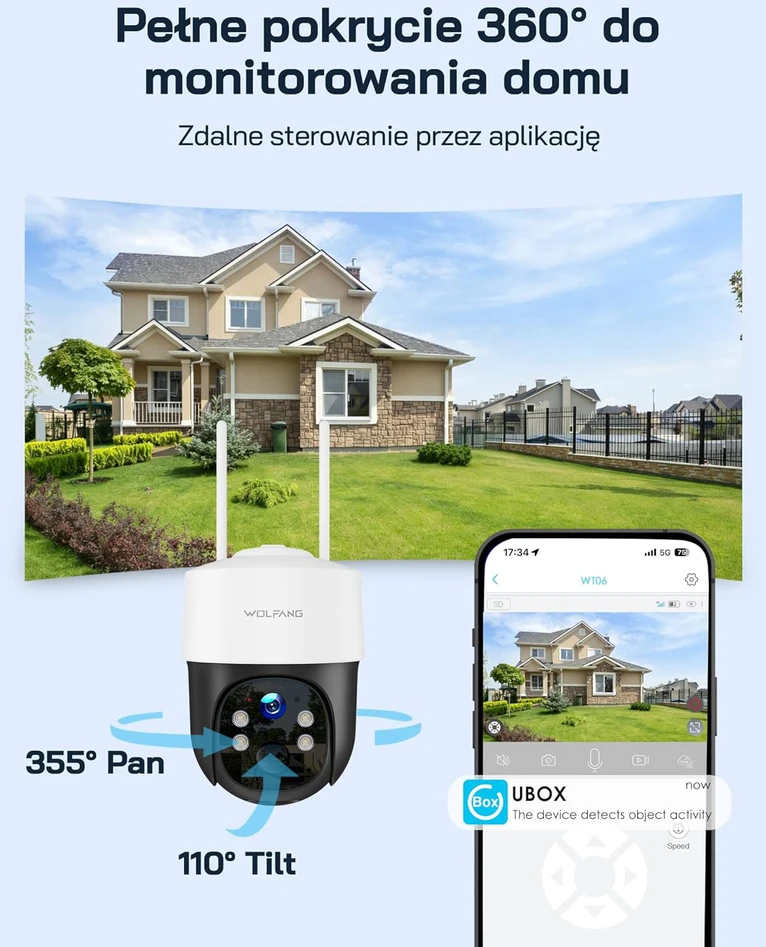 WOLFANG 4G LTE lauko stebėjimo kamera su saulės baterija, 2.5K vaizdo įrašu, naktiniu matymu, WT06-WB