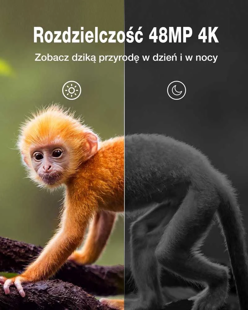 WOLFANG laukinė kamera 4K 48 MP IP66, judesio jutiklis, naktinis matymas, WT01