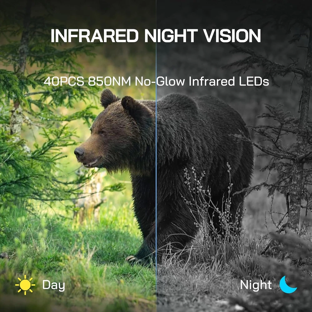WOLFANG laukinės gamtos stebėjimo kamera 4K 64 MP su Wi-Fi ir Bluetooth WT05