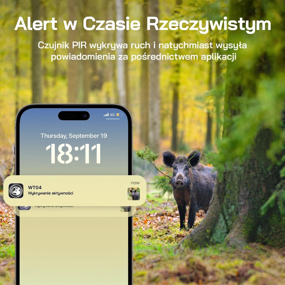 WOLFANG laukinės gamtos stebėjimo kamera su 4G LTE, saulės skydeliu, 2,5K, modelis WT04
