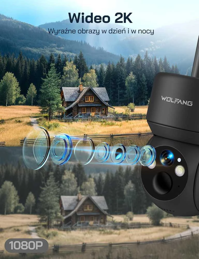 WOLFANG lauko stebėjimo kamera 4G, 2.5 K vaizdo įrašymas, saulės energija, naktinis matymas, WT08-UK-RKL