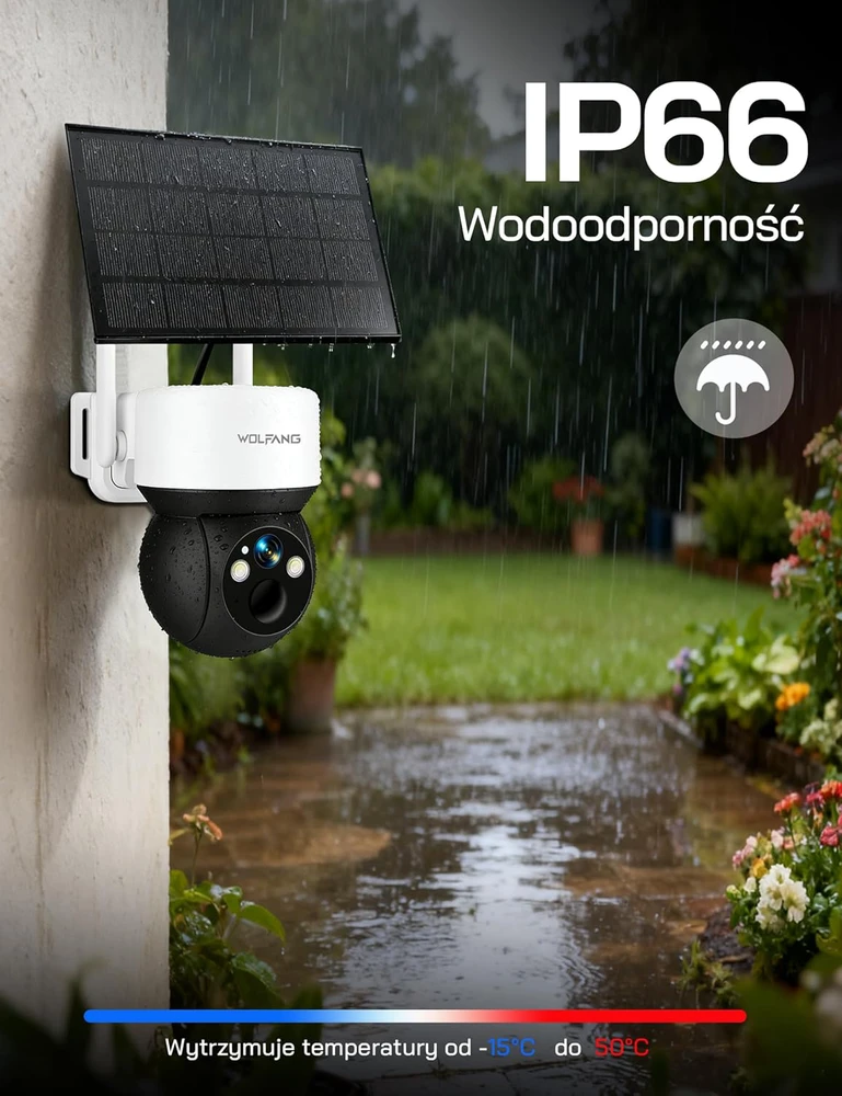 WOLFANG lauko stebėjimo kamera 4G LTE, saulės energija, 2K, naktinis matymas, PTZ, PIR jutiklis, IP66, WT08-WB