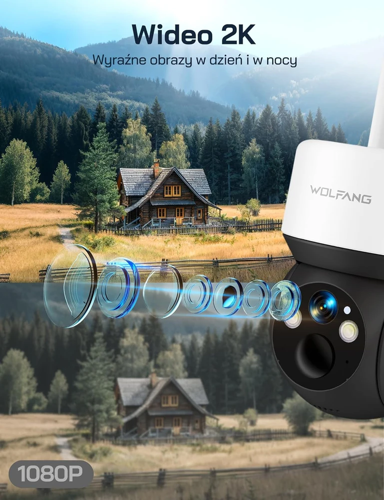 WOLFANG lauko stebėjimo kamera 4G LTE, saulės energija, 2K, naktinis matymas, PTZ, PIR jutiklis, IP66, WT08-WB