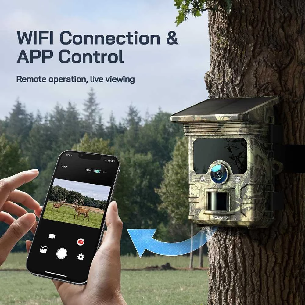 WOLFANG medžioklės kamera 4K, Wi-Fi, Bluetooth, 68 MP, naktinis matymas, judesio jutiklis, WT03