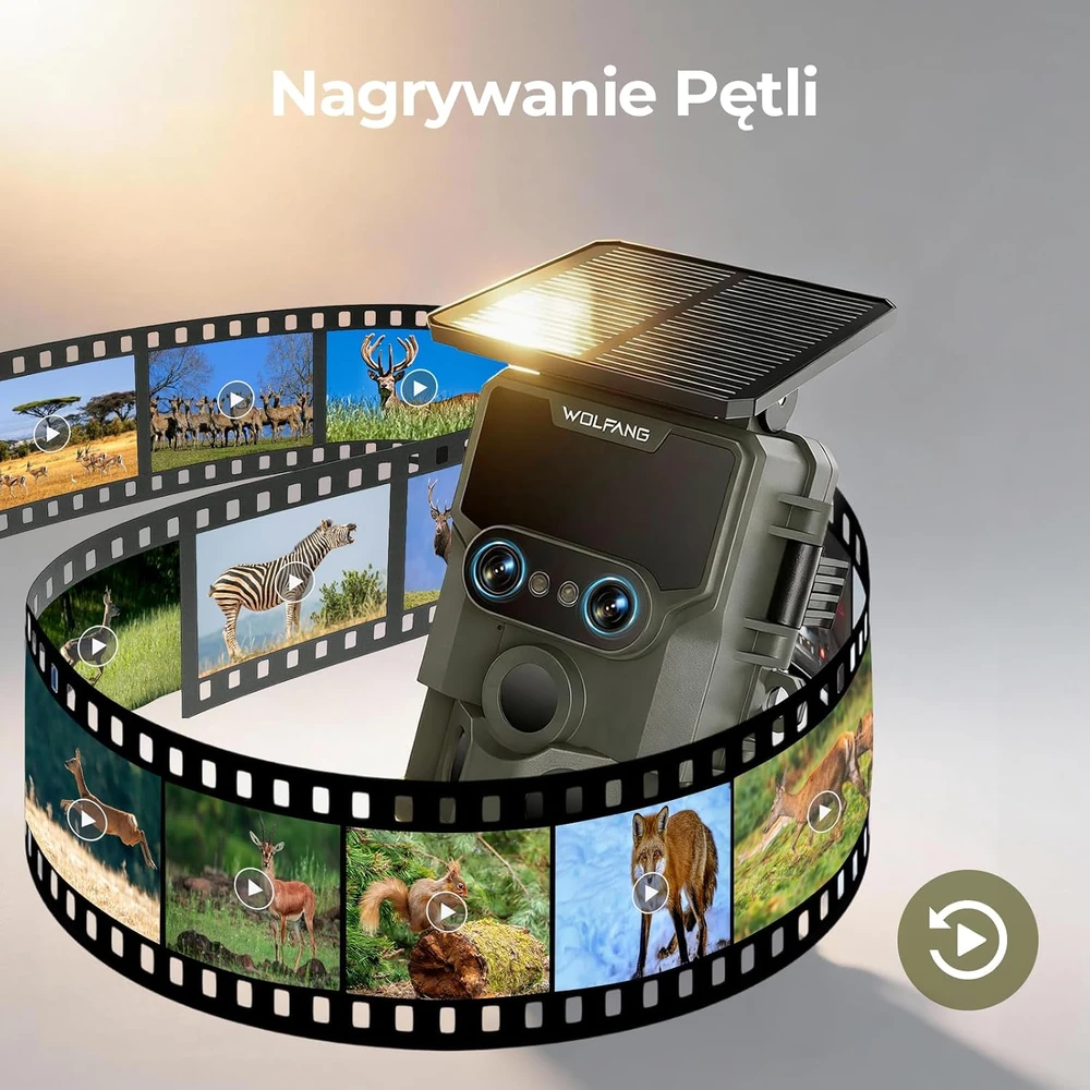 WOLFANG medžioklinė kamera 64 MP 4K su saulės energijos įkrovimu ir Wi-Fi WT09