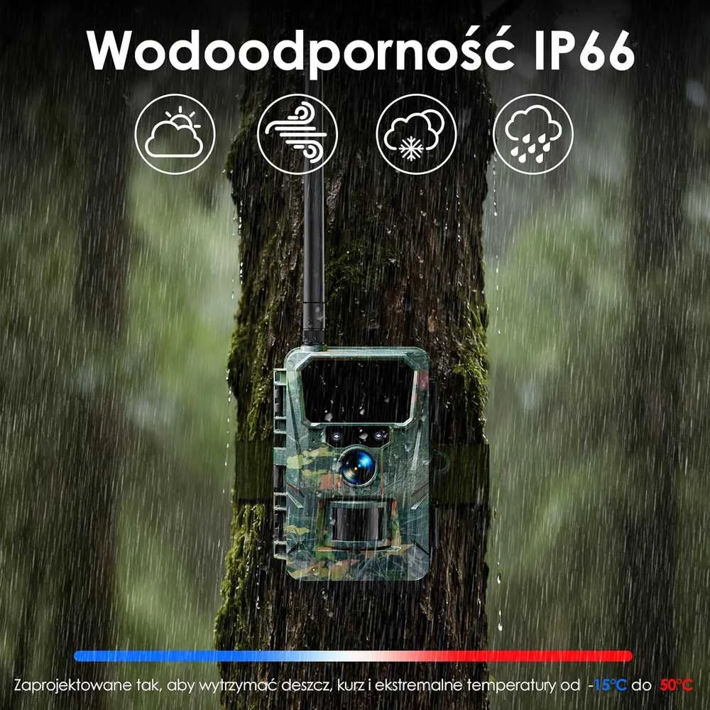 WOLFANG mobilioji laukinės gamtos kamera 4G LTE, 2K, 36 MP, super naktinis matymas, WT07