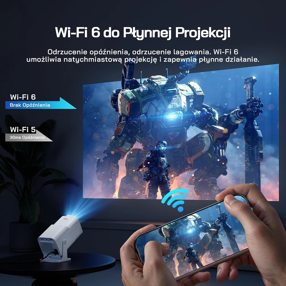 WOLFANG nešiojamasis mini projektorius Full HD 1080p, Wi-Fi, Bluetooth, 600 ANSI lm, WP03