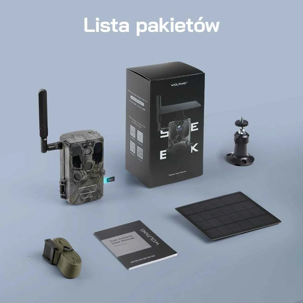 WOLFANG saulės energija maitinama 4G LTE lauko kamera, 2.5 K naktinis matymas, IP66, WT04