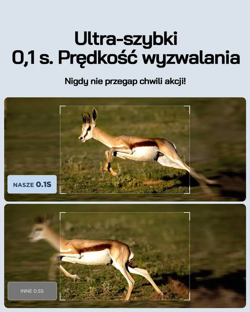WOLFANG saulės energija maitinama laukinė kamera 4K 48 MP, naktinis matymas, IP66, 0,1 s trigeris, WT02