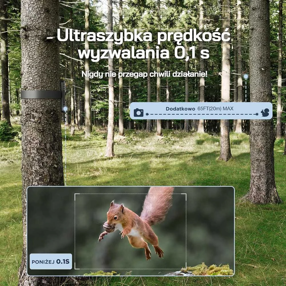 WOLFANG saulės energija maitinama lauko kamera su 4K raiška, 46 MP, Wi-Fi, Bluetooth ir IP66