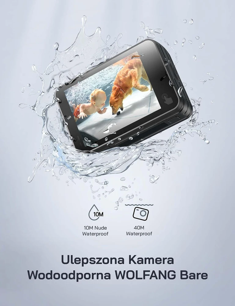 WOLFANG sporto kamera 4K 60 FPS, 20 MP, Wi-Fi, atspari vandeniui iki 40 m GA420