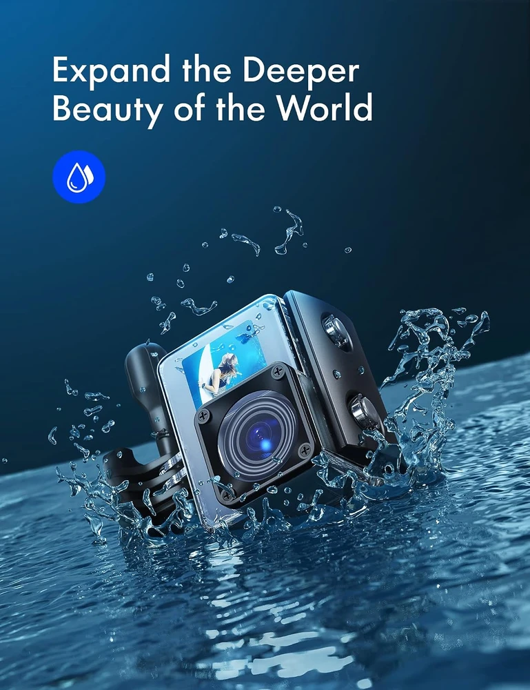 WOLFANG veiksmo kamera 4K 24 MP su Wi-Fi, EIS stabilizavimu ir 40 m atsparumu vandeniui GA200