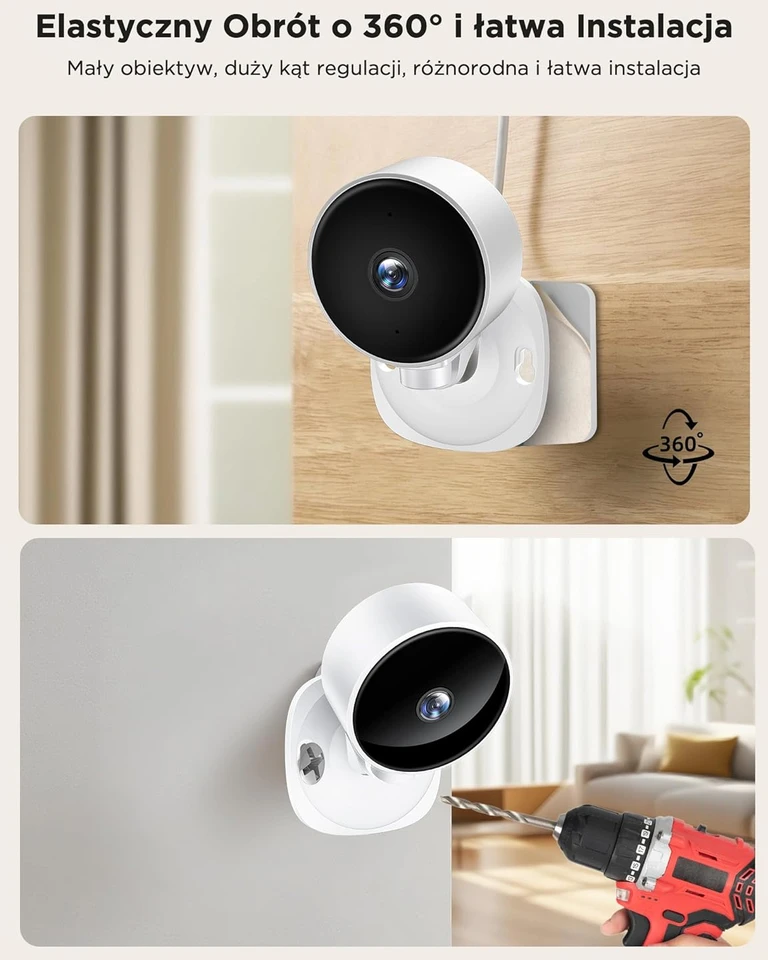 WOLFANG vidaus apsaugos kamera 1080p su Wi-Fi, naktiniu matymu ir dvipusiu garsu WS01