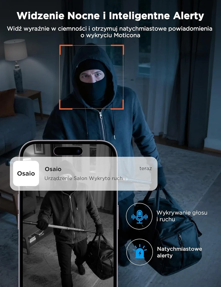 WOLFANG vidaus apsaugos kamera 1080p su Wi-Fi, naktiniu matymu ir dvipusiu garsu WS01