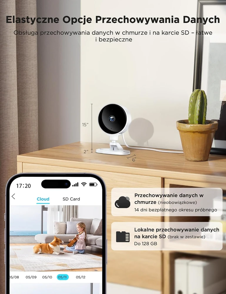 WOLFANG vidaus apsaugos kamera 1080p su Wi-Fi, naktiniu matymu ir dvipusiu garsu WS01