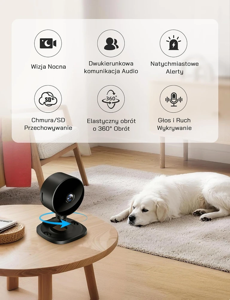 WOLFANG vidaus saugumo kamera Wi-Fi 1080p WS01-B-4