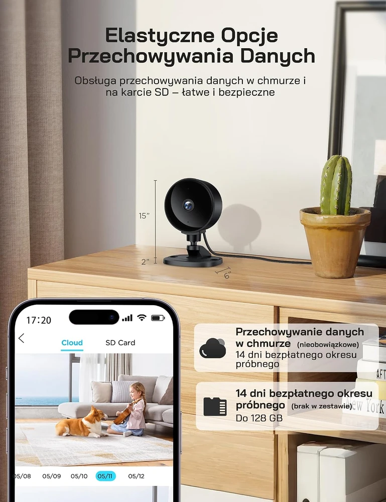WOLFANG vidaus Wi-Fi kamera 1080p su naktiniu matymu, 2 vnt., WS01