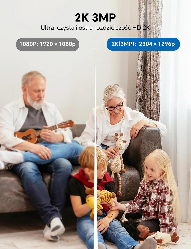 WOLFANG vidaus Wi-Fi stebėjimo kamera 2K su 360° PTZ ir automatiniu sekimu WS03B-2