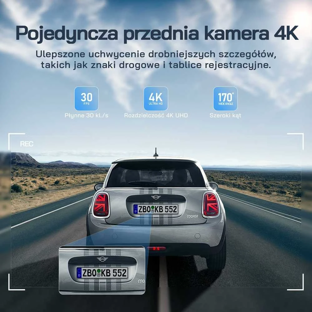 WOLFANG WD03 Vaizdo registratorius su priekiniu ir galiniu vaizdu