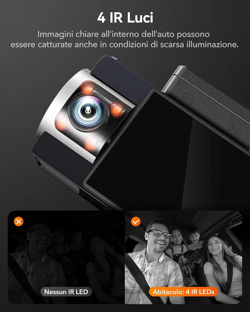 WOLFBOX automobilinė vaizdo registratorius 3 kamerų 4K+1080P+1080P su Wi-Fi, GPS ir 64 GB kortele i17