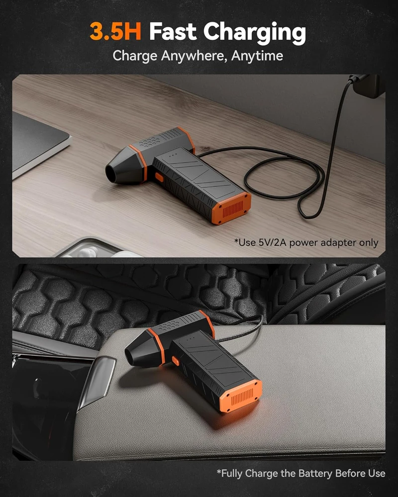 WOLFBOX elektrinė oro pūstuvas, 110000 aps./min, 3 greičių, USB-C įkrovimas, MF50