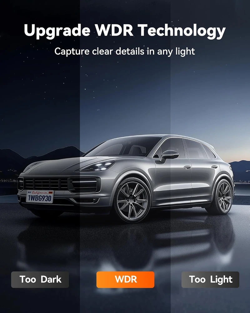 WOLFBOX veidrodinė automobilinė kamera 4K, Wi-Fi 5.8 GHz, GPS, priekinė ir galinė, G930