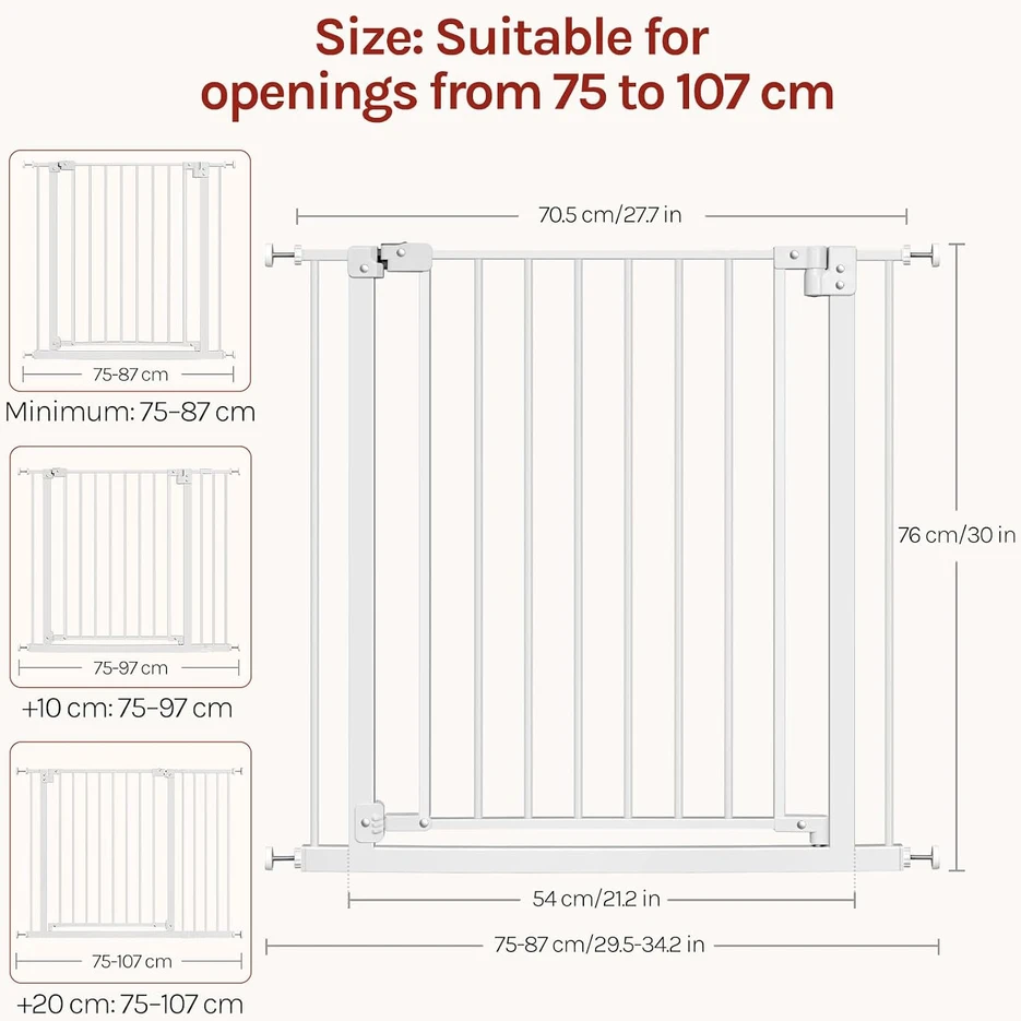 WOLTU apsauginiai varteliai laiptams 75–87 cm, automatinis užsidarymas KG001ws