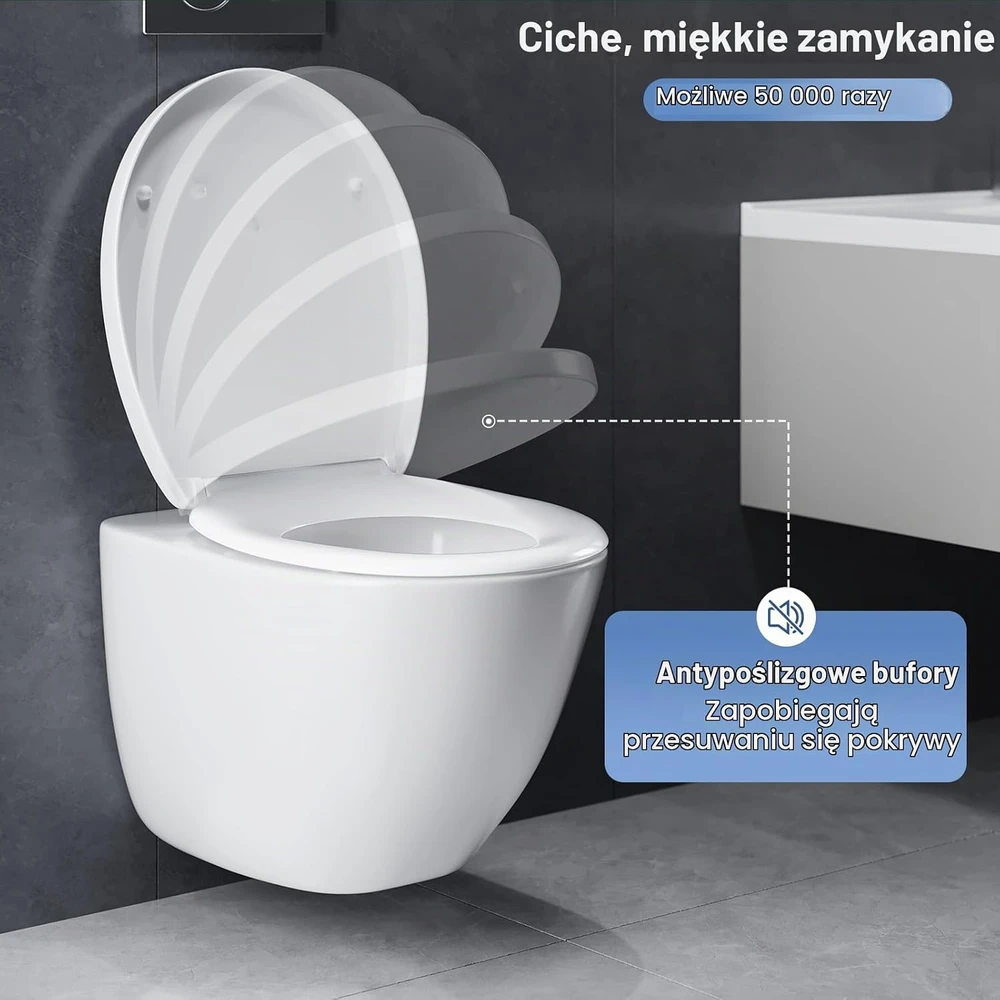 WOLTU lėtai nusileidžiantis antibakterinis O formos tualeto dangtis WS2423