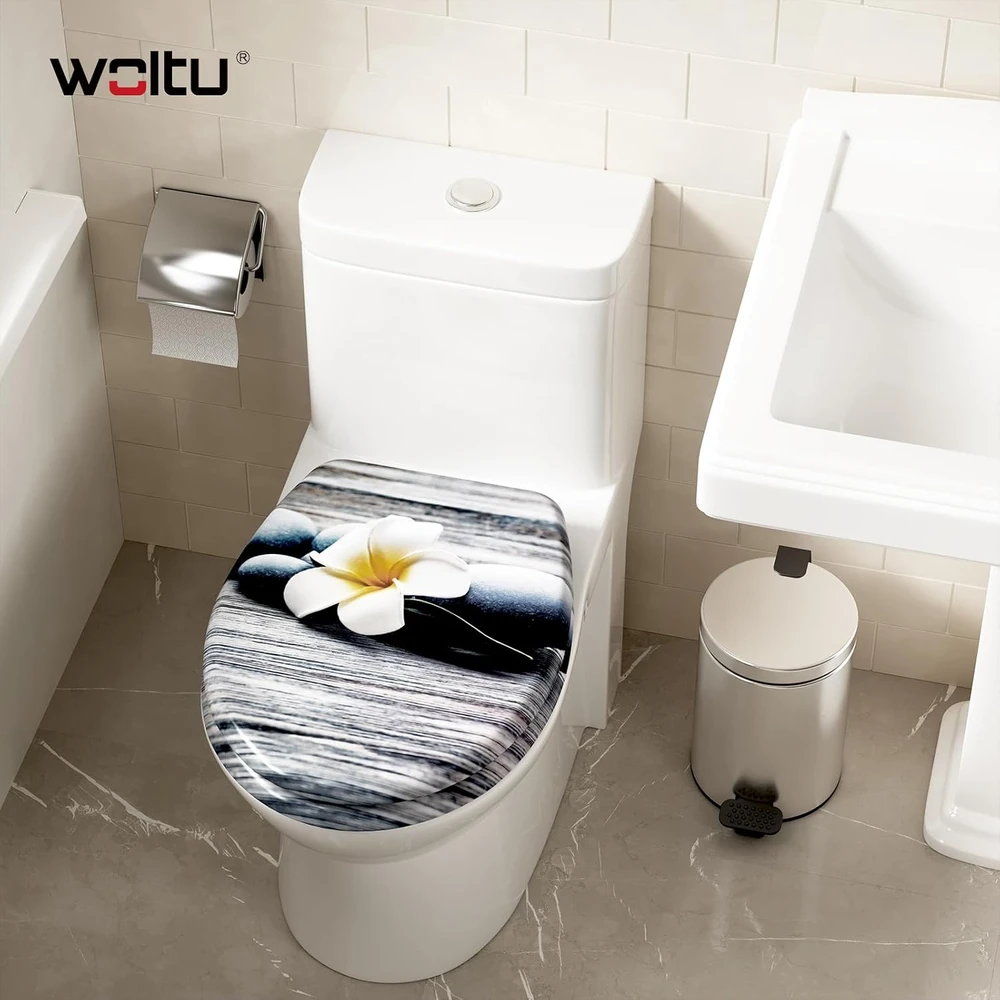 WOLTU lėtai nusileidžiantis unitazo dangtis iš duroplasto, baltas Frangipani, WS2842