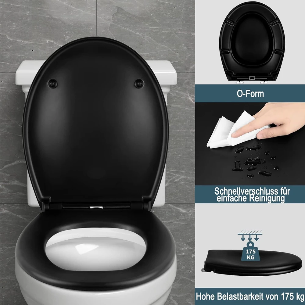 WOLTU ovalus duroplasto tualeto dangtis su Softclose ir Quick-Release funkcijomis W0ITT1002