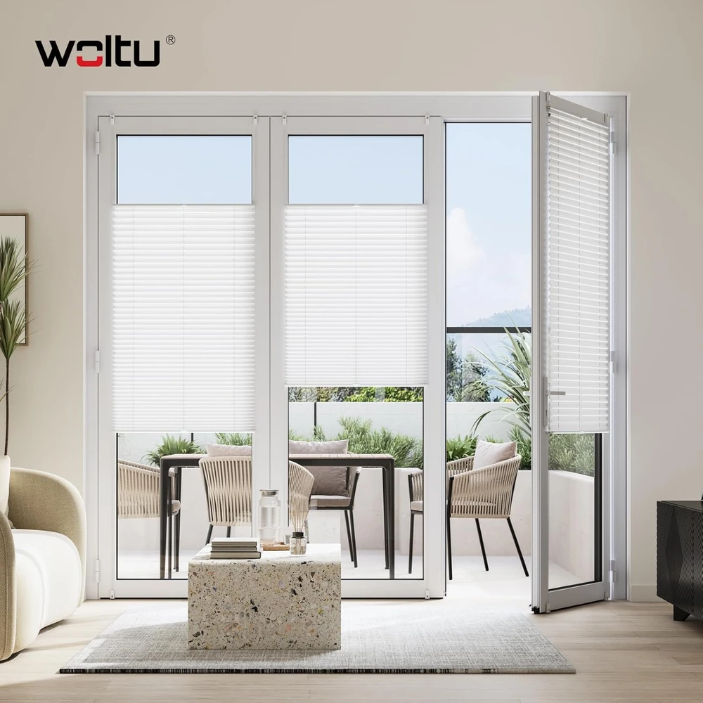 WOLTU plisuota langų roleta be gręžimo 100 x 130 cm, balta, 4250367022566