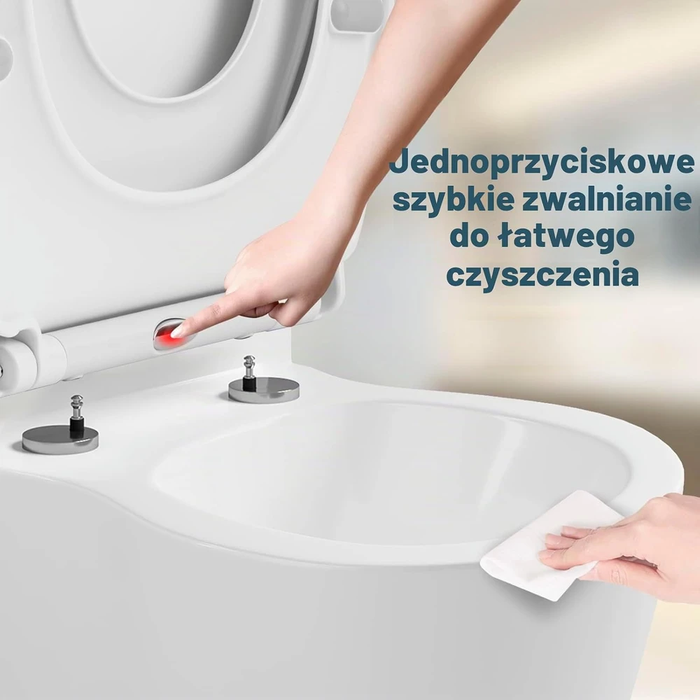 WOLTU tualeto sėdynė su lėto nusileidimo mechanizmu vaikams ir suaugusiesiems, balta