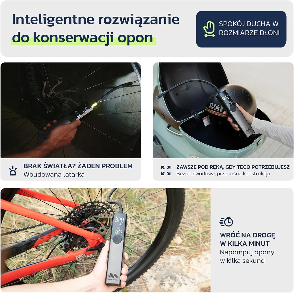 Woowind Ventus Ride Przenośny kompresorius rowerowy