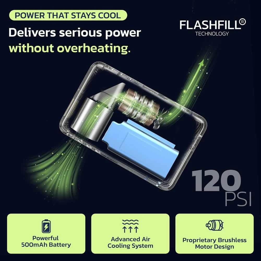 Woowind elektrinė mini dviračio pompa su manometru, 120 PSI, USB-C, Presta ir Schrader
