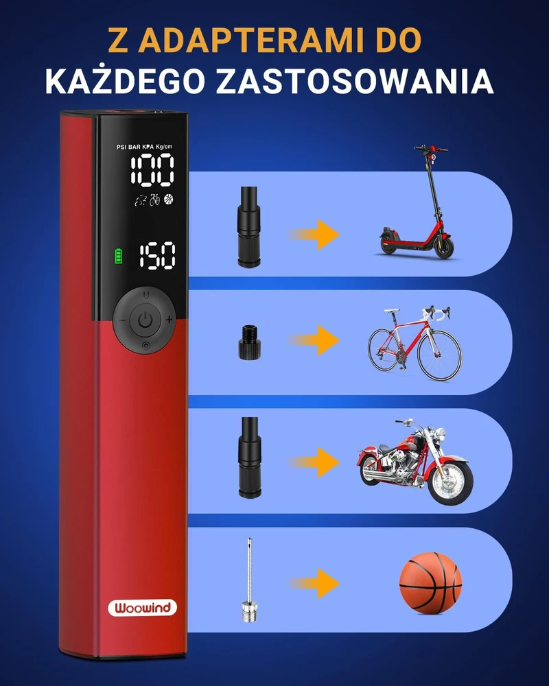 Woowind nešiojamas elektrinis padangų kompresorius BP188-150PSI, 150 PSI, USB