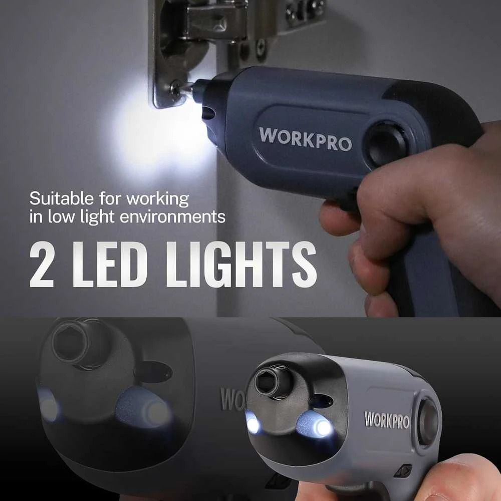 WORKPRO akumuliatorinis suktuvas 3,6 V, 210 aps./min, 21 antgalio rinkinys, LED, W121068A