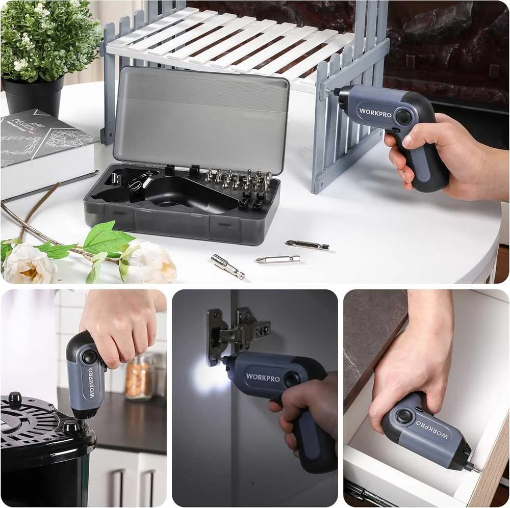 WORKPRO akumuliatorinis suktuvas 3,6 V, 210 aps./min, 21 antgalio rinkinys, LED, W121068A