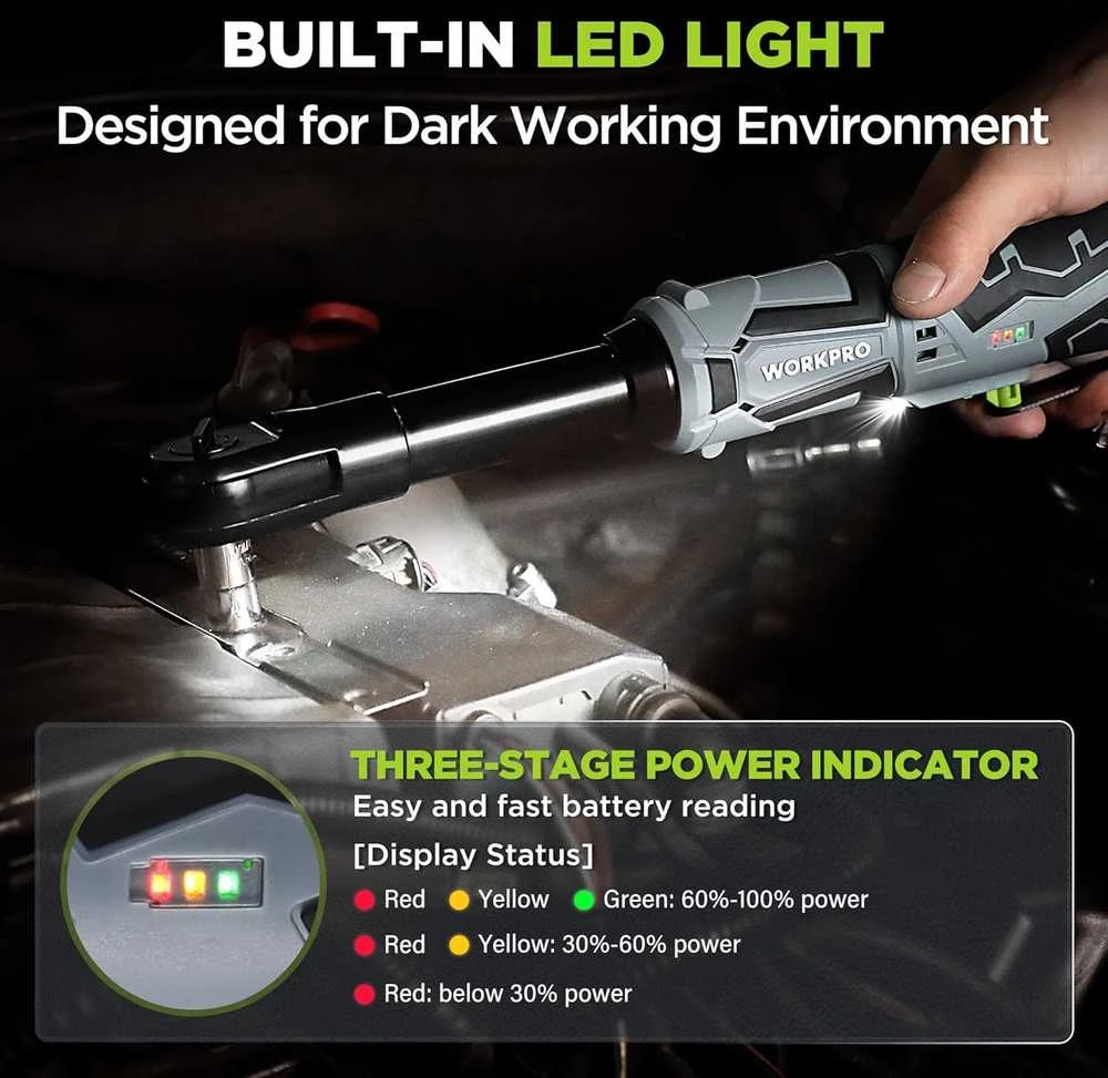 WORKPRO akumuliatorinis veržliaraktis 12 V, 55 Nm, su 2 akumuliatoriais, LED, W125222AU