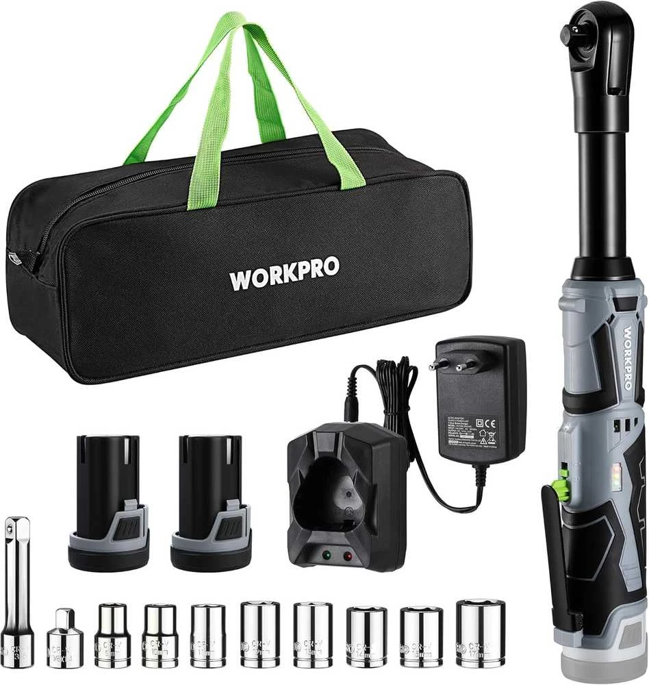 WORKPRO akumuliatorinis veržliaraktis 12 V, 55 Nm, su 2 akumuliatoriais, LED, W125222AU