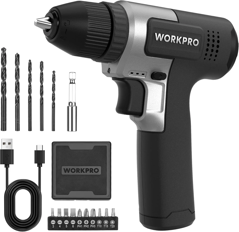 WORKPRO belaidžių suktuvų rinkinys 8 V, USB-C įkrovimas, 2000 mAh akumuliatorius, W122081A