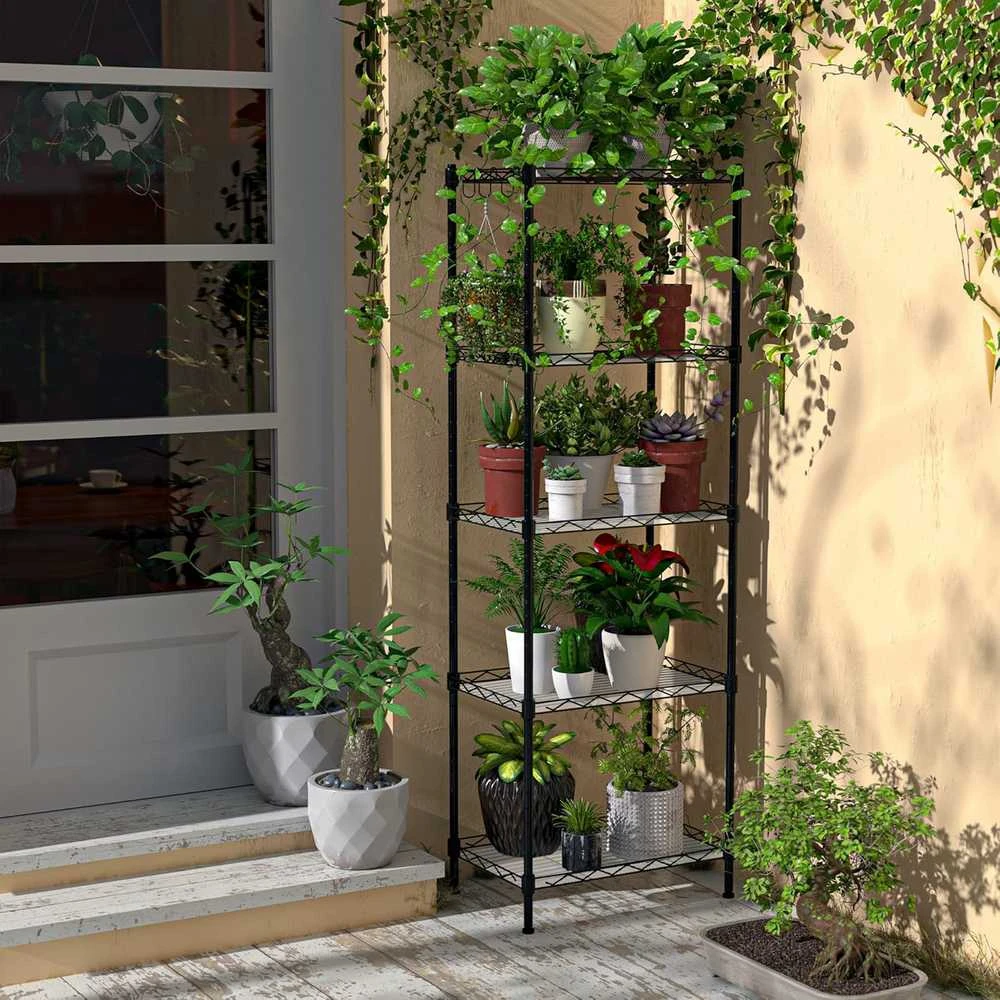 WORKPRO metalinė 5 lygių lentyna su reguliuojamu aukščiu, maksimali apkrova 250 kg, 44 x 29 x 130 cm