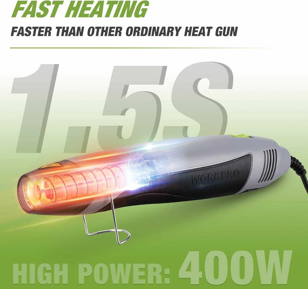 WORKPRO mini karšto oro pūstuvas 400 W su dviem temperatūros režimais, apsauginė galvutė, modelis W125253A
